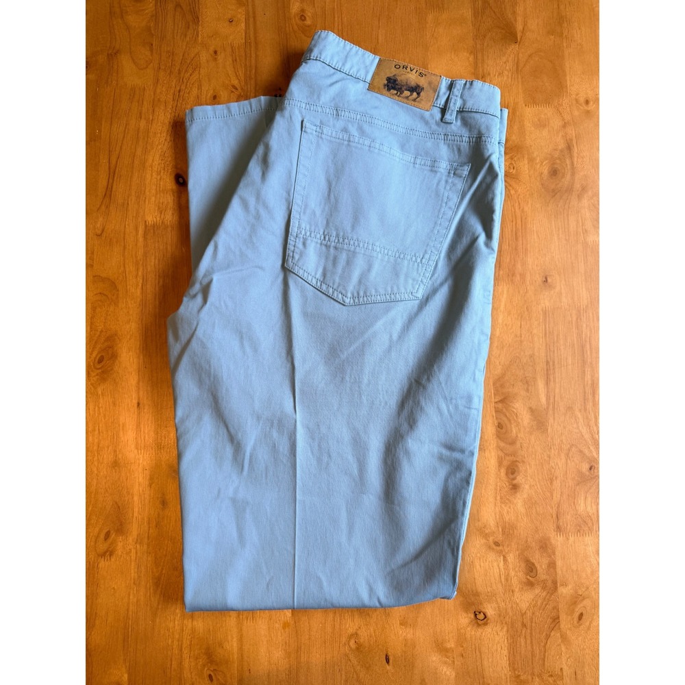 Orvis Mens Light Blue Fine Wale Corduroy Five Pocket Pants 38x32 Straight Leg